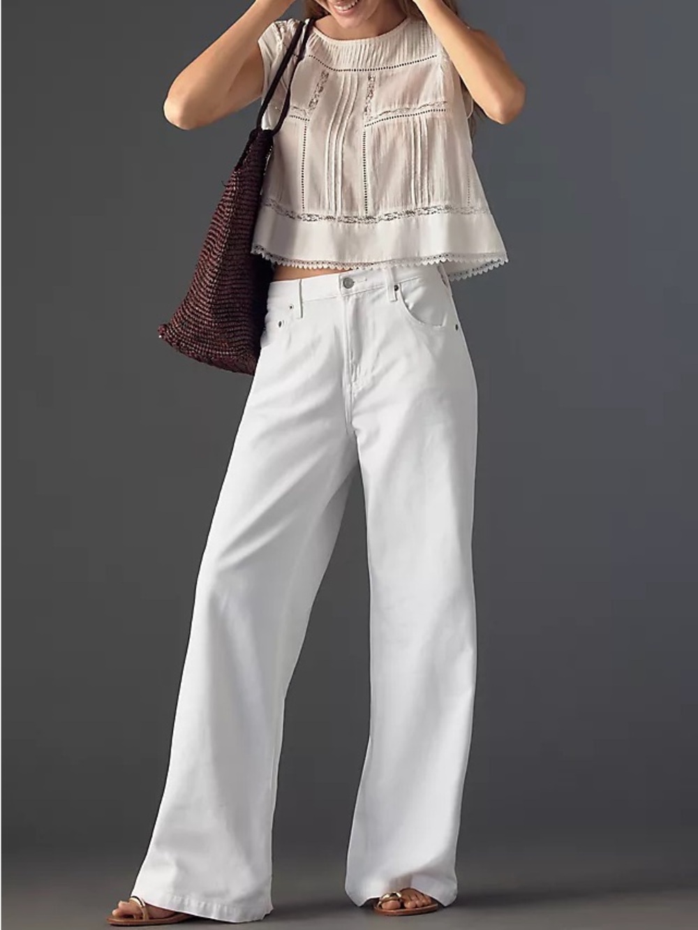 Anthropologie White Wide-Leg Pants — Pistola Jadyn